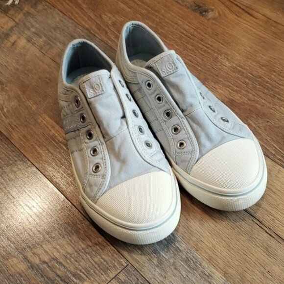 S.Oliver sky blue canvas slip-on sneakers - Picture 1 of 7